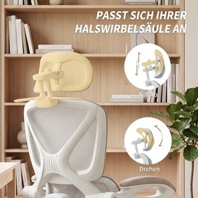 HOMCOM Fotel biurowy, ergonomiczne krzesło biurowe z podnóżkiem, funkcją kołysania, podłokietnikami, siatka, szary | Aosom PL