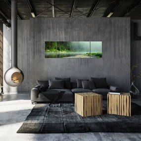 Obraz - rzeka przy lesie (170x50 cm)