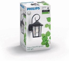 Philips 17236/30/PN Lampa ścienna zewnętrzna Buzzard 1x E27 60 W bez zasilacza IP44, czarny