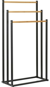 Wieszak metalowy na ręczniki Bambus 45 × 23 × 85 cm, czarny