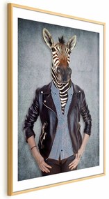 Plakat Zebra Ewa 21x30 cm z ramą złotą z marginesem ARTGEIST B
