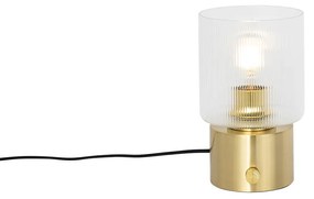 Lampa stołowa w stylu art deco złota ze szkłem - Laura ArtDeco Oswietlenie wewnetrzne