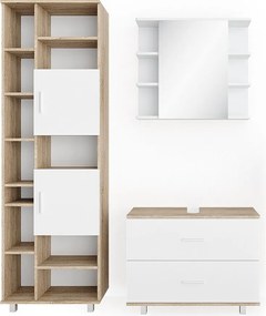 Zestaw mebli łazienkowych biały/sonoma 80.2x33x60.8 ilias