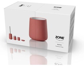 Jasnoczerwony kamionkowy kubek na szczoteczki do zębów Nova – Zone