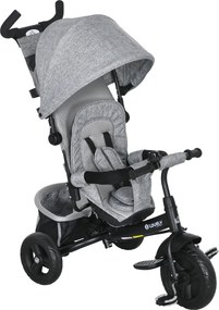 Trójkołowiec HOMCOM dla Dzieci, Rower dziecięcy, Kosz, Uchwyt na Kubek, Sonnendach, Metal, Szary