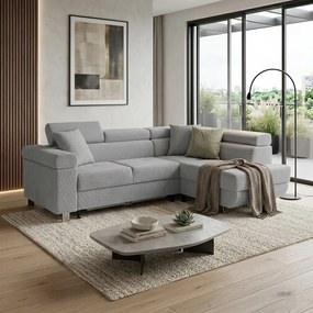 Narożnik z funkcją spania sprężyny faliste TORRE prawy Szary