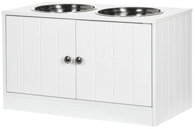 PawHut Stacja karmienia z 2 miskami ze stali nierdzewnej