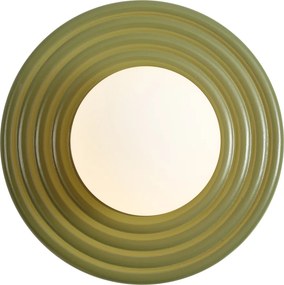 Retro Lampa ścienna zielona z okrągłym kloszem opalowym 20 cm IP44 - Lila