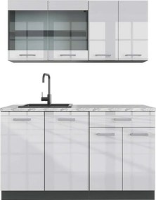 Pojedyncza kuchnia biały wysoki połysk/antracyt 140x60x81.6 r-line
