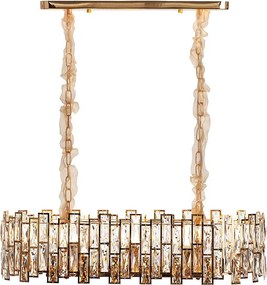 Nowoczesny żyrandol kryształowy do salonu, złoty – Owalny 80 cm – New York