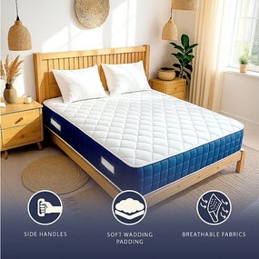 Materac małżeński 180 x 200 cm ze sprężynami kieszeniowymi i pianką memory | Wysokość 30 cm | Hipoalergiczny | Medyczny | Włochy