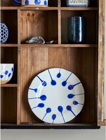 Białe/niebieskie kamionkowe talerze zestaw 3 szt. deserowe ø 22 cm Linora – Bloomingville