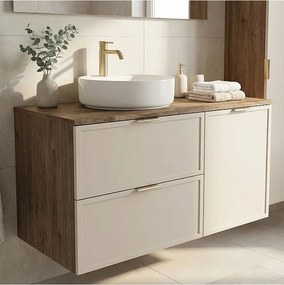 Szafka pod Umywalkę z Koszem na Pranie 100cm Fronty Ramka Dąb Orzech / Kaszmir Roma