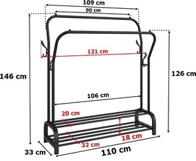 Wieszak czarny z półkami M6-G47