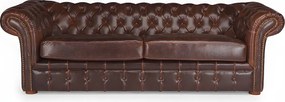 Komplet wypoczynkowy 3+2 typu chesterfield CLOTAIRE z postarzanej skóry