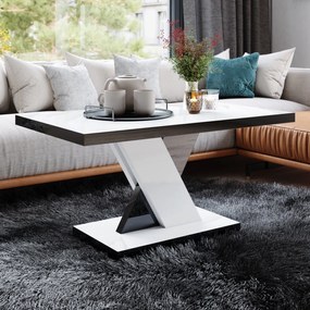 Nowoczesna ława do salonu Dixon 120x60 biały/czarny połysk