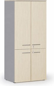 Szafa biurowa pół-drzwi PRIMO GRAY, 800 x 500 x 1781 mm, szary/brzoza