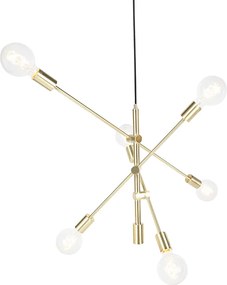 Lampa wisząca w stylu art deco mosiężna 6-światłowa - Sydney