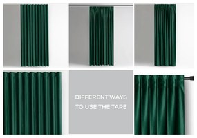 Ciemnozielona aksamitna zasłona częściowo zaciemniająca (dimout) 140x245 cm Pleat – Restilo
