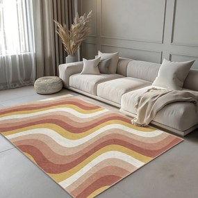 Żółto-szaroróżowy dywan odpowiedni do prania 60x100 cm Creamy Strawberry Swirl – Mila Home