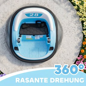 AIYAPLAY Autoscooter, obrót 360°, prędkość 2 km/h, pas bezpieczeństwa, światła LED, muzyka i klakson, Niebieski | Aosom PL