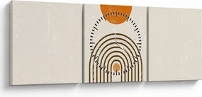 Obraz - Brązowe łuki (z zegarem) (90x30 cm)