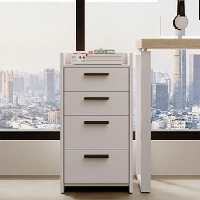 Komoda biała kontenerek pod biurko biurowy regał szafka 4 szuflady wysoka