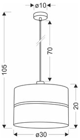Czarna lampa wisząca z tekstylnym kloszem ø 30 cm Assam – Candellux Lighting
