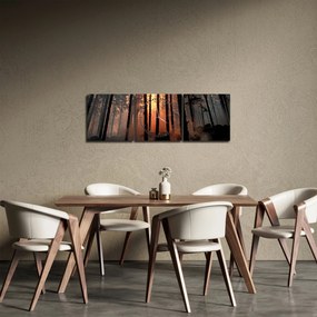 Obraz ciemnego lasu (z zegarem) (90x30 cm)