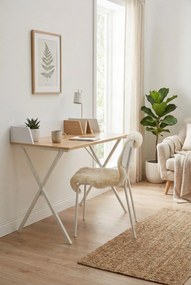 Skandynawskie biurko z metalowym stelażem biały + brązowy T2-R23