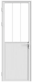 Drzwi kompletne dwustronne z aluminium i szkła hartowanego w stylu industrialnym - wys. 204 x szer. 73 cm - Biały - ERMELO