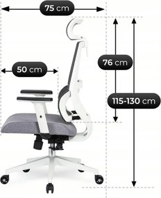 Fotel Biurowy Ergonomiczny Obrotowy NICKI Szary Nowoczesny