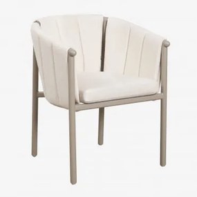 Zestaw 2 Krzeseł Jadalnianych Z Podłokietnikami Z Bouclé I Aluminium Boleni Bouclé Biały Gardenia - Sklum