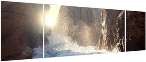 Obraz - Skały i fale oceanu (170x50 cm)