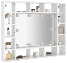 Nowoczesna toaletka z oświetleniem i lustrem biały połysk - Eda