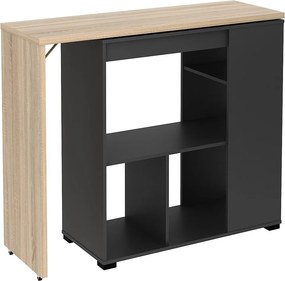 Szafka barowa obrotowa ze schowkiem - Naturalny i antracytowy - SATURNE