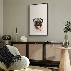 Plakat Mops 60x90 cm z ramą czarną z marginesem ARTGEIST B
