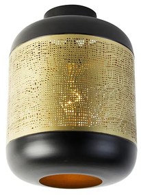 W stylu vintage lampa sufitowa czarna z mosiądzem - KayleighPrzemysłowy Oswietlenie wewnetrzne