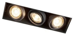 Nowoczesny inteligentny reflektor wpuszczany czarny bezramkowy z 3 GU10 Wifi - Oneon 3Designerski Oswietlenie wewnetrzne
