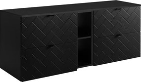Meble łazienkowe, Czarny Mat, 140 x 57 x 46 cm, uchwyty czarne