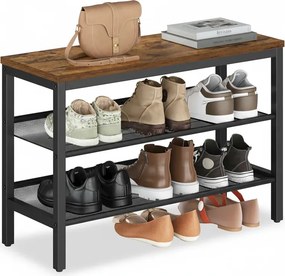Szafka na buty TAYLOR z 2 półkami 75x50 cm, w kolorze rustykalnym brązowym