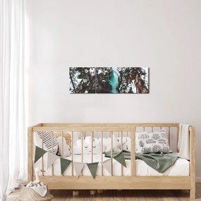 Obraz - górska rzeka zimą (z zegarem) (90x30 cm)