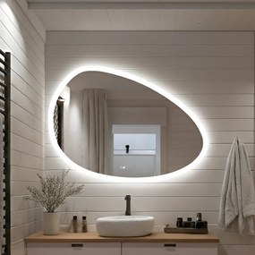 Lustro nieregularne z podświetleniem, 114×84 cm, Dual color, włącznik dotykowy, mata grzewcza