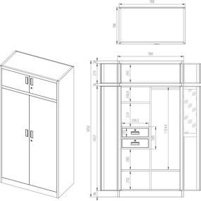 Wielokomorowa szafa socjalna Borys 90x50x185 cm antracyt