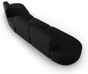 Czarna sofa z tkaniny szenilowej prawostronna 428 cm Paolo – Milo Casa