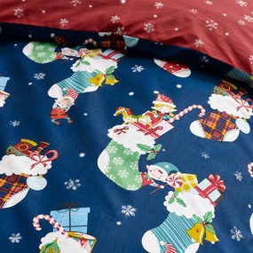 Czerwono-niebieska pościel dziecięca jednoosobowa 135x200 cm Christmas Elves – Catherine Lansfield