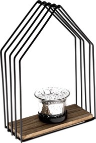 Metalowy świecznik Celestial house czarny, 15 x 22 x 6,5 cm