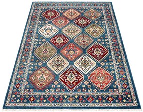 Prostokątny niebieski dywan w geometryczne wzory M0-P11