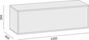 Szafka LAYERS niska, uchylna, 1200 x 400 x 394 mm, biała
