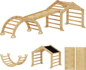 AIYAPLAY 9-w-1 drabinka wspinaczkowa do wnętrz, pochylna, zjeżdżalnia, drabinka, tablica do pisania, dla małych dzieci, drewno